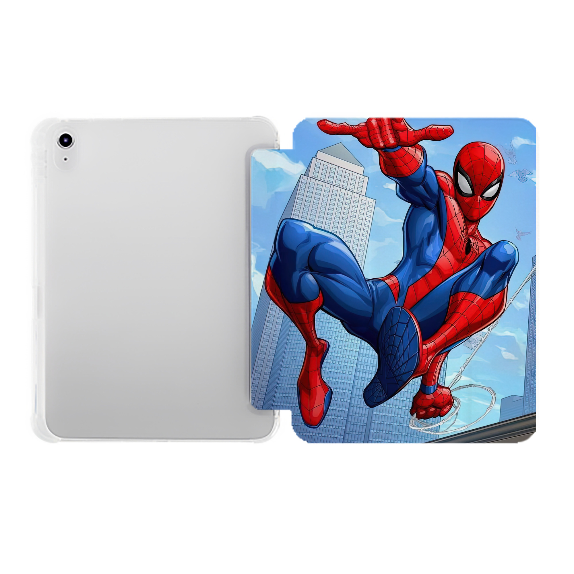 （画像用） Spider Man スパイダーマン IPad ケース ペン収納付き 三つ折りスタンド PUレザー×シリコン 対応機種9.5/10.5/10.9インチ